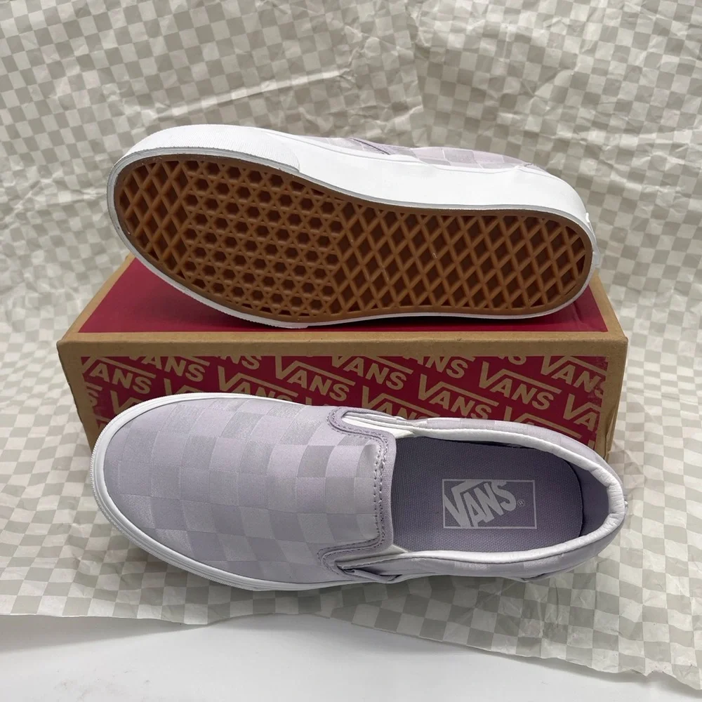 Vans Classic Slip-On Stackform Satin Checkerboard Lilac VN000CN1LLC Platform